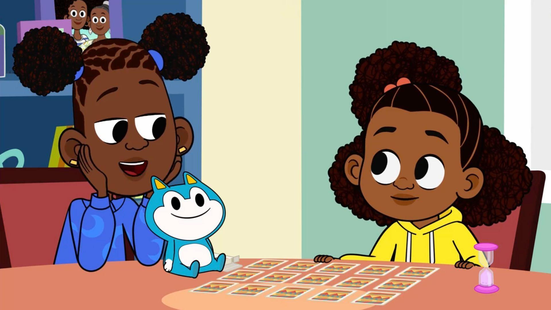 Lyla explains to her family the rules to her card game